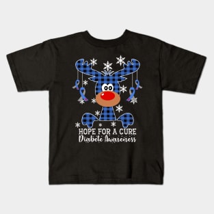 Reindeer Hope For A Cure Diabete Awareness Christmas Kids T-Shirt